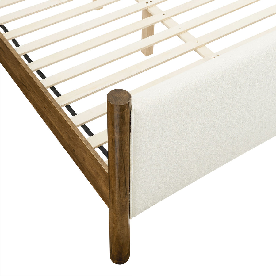 Dahlia Full Size Boucle Upholstered Platform Bed in Feather Walnut