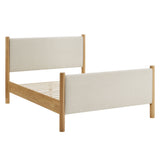 Dahlia Queen Size Fabric Upholstered Platform Bed in Ivory Oak