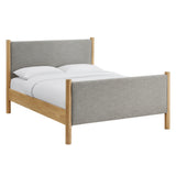 Dahlia Queen Size Fabric Upholstered Platform Bed in Wheat Oak