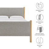 Dahlia Queen Size Fabric Upholstered Platform Bed in Wheat Oak