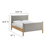 Dahlia Queen Size Fabric Upholstered Platform Bed in Wheat Oak