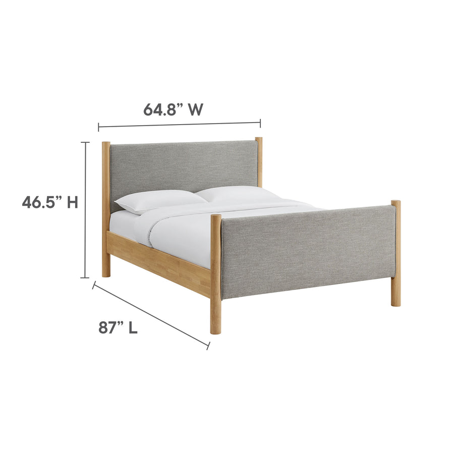 Dahlia Queen Size Fabric Upholstered Platform Bed in Wheat Oak