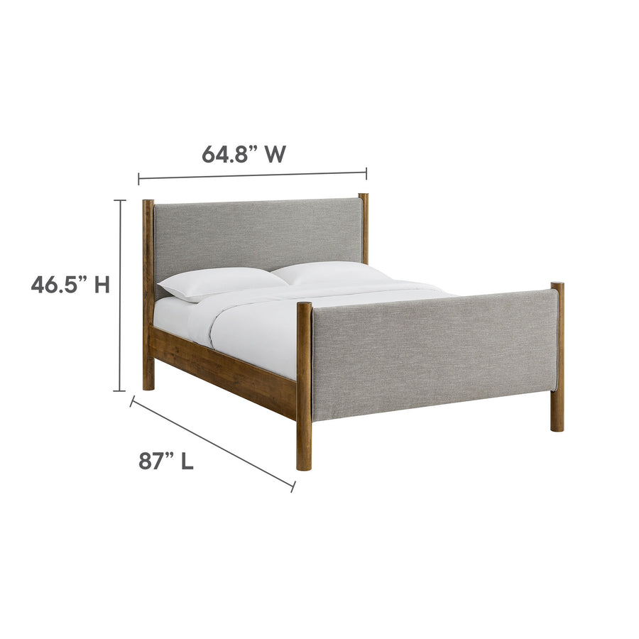 Dahlia Queen Size Fabric Upholstered Platform Bed in Wheat Walnut