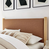 Dahlia Queen Size Vegan Leather Upholstered Platform Bed in Tan Oak
