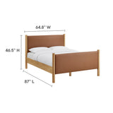 Dahlia Queen Size Vegan Leather Upholstered Platform Bed in Tan Oak