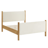 Dahlia Queen Size Boucle Upholstered Platform Bed in Feather Oak