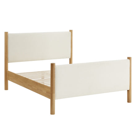 Maven Queen Size Boucle Upholstered Platform Bed in Feather Oak