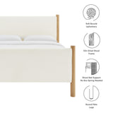 Dahlia Queen Size Boucle Upholstered Platform Bed in Feather Oak