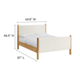 Dahlia Queen Size Boucle Upholstered Platform Bed in Feather Oak