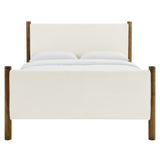 Dahlia Queen Size Boucle Upholstered Platform Bed in Feather Walnut