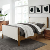 Dahlia Queen Size Boucle Upholstered Platform Bed in Feather Walnut