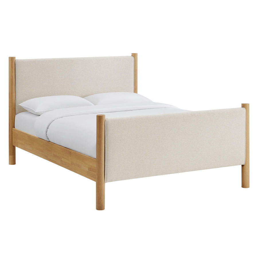 Dahlia King Size Fabric Upholstered Platform Bed in Ivory Oak