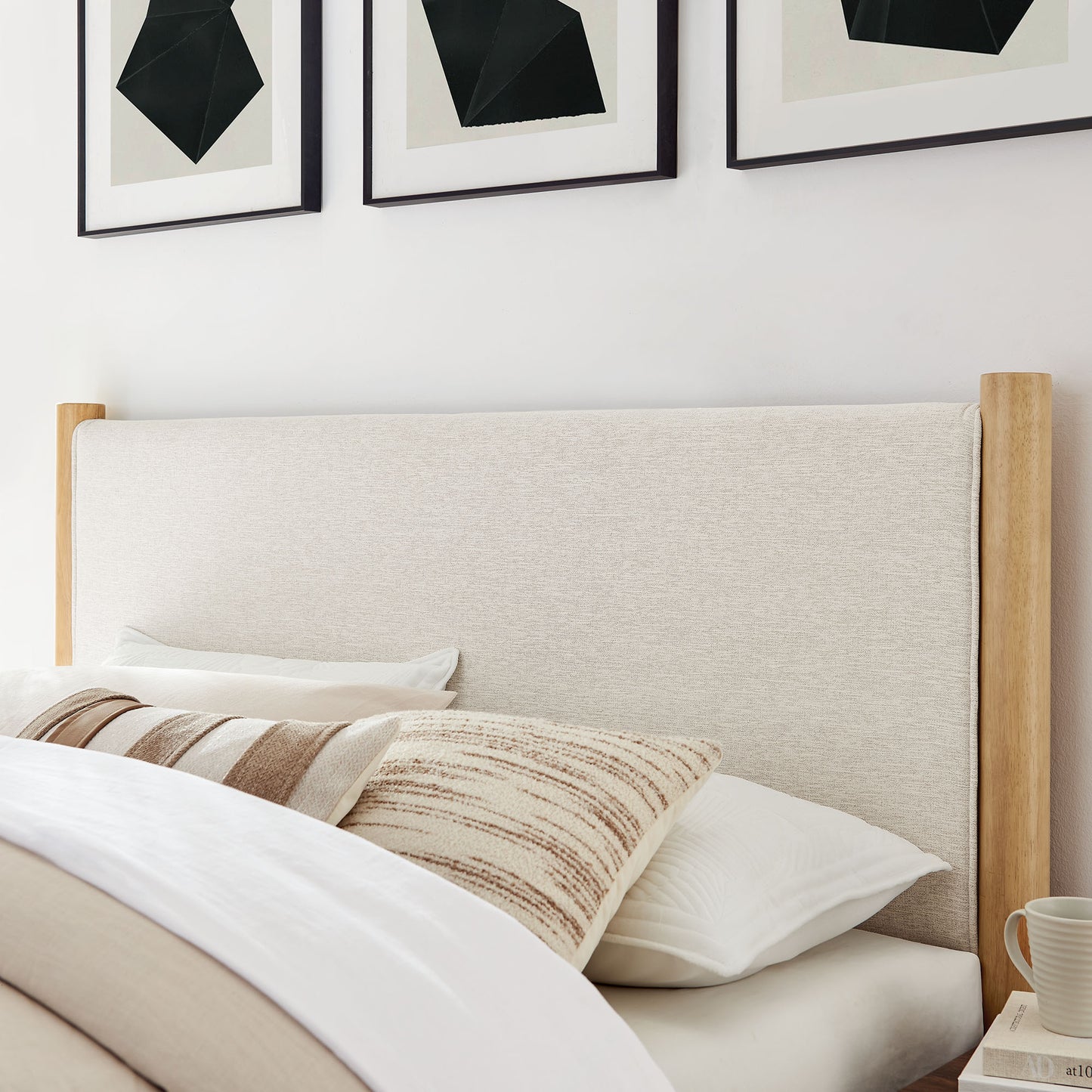 Maven King Size Fabric Upholstered Platform Bed by Furniture For America