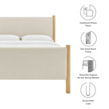Dahlia King Size Fabric Upholstered Platform Bed in Ivory Oak