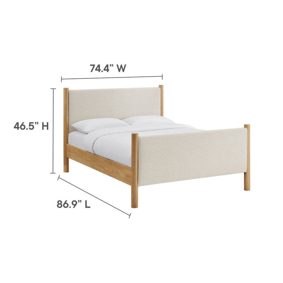 Dahlia King Size Fabric Upholstered Platform Bed in Ivory Oak