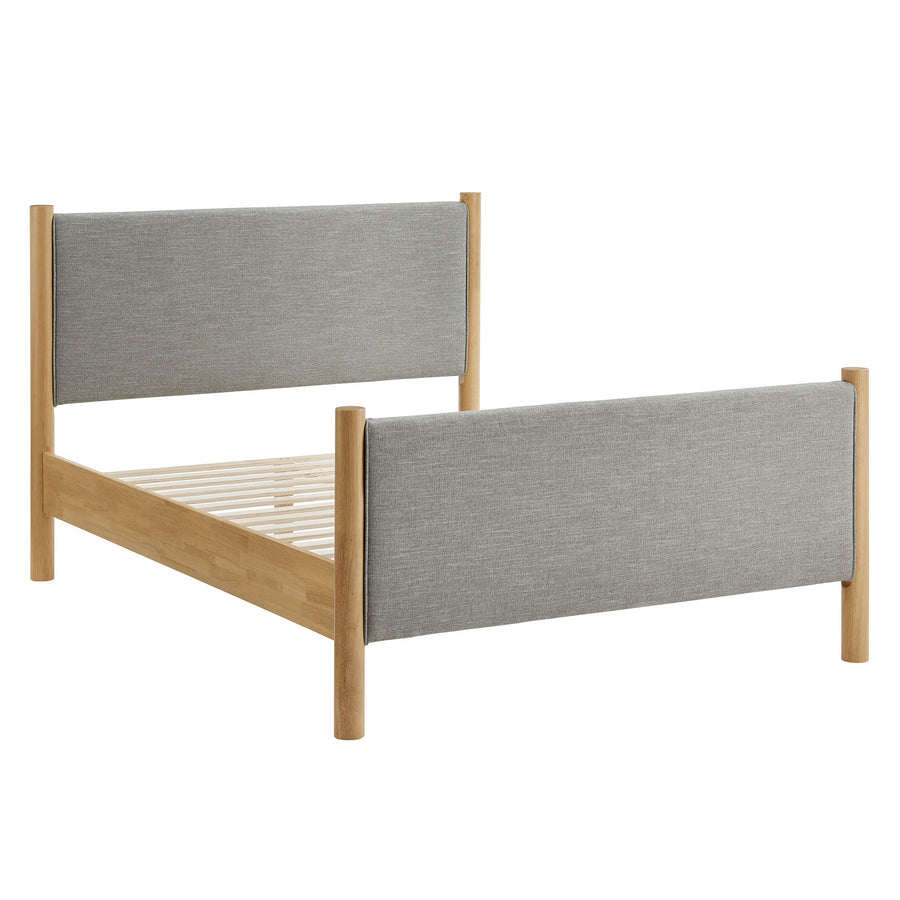 Dahlia King Size Fabric Upholstered Platform Bed in Wheat Oak