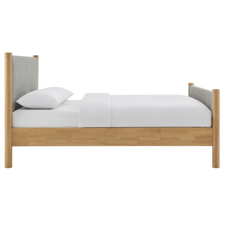 Maven King Size Fabric Upholstered Platform Bed in Wheat Oak