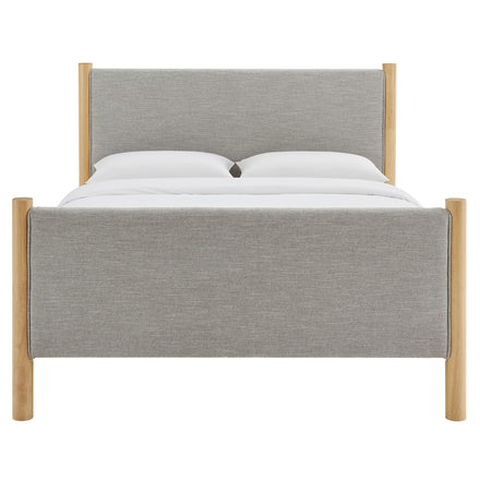 Maven King Size Fabric Upholstered Platform Bed in Wheat Oak