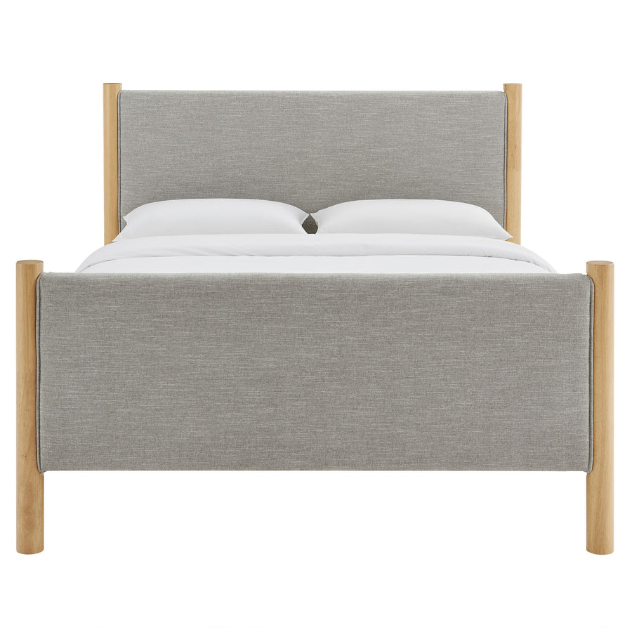 Dahlia King Size Fabric Upholstered Platform Bed in Wheat Oak