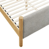 Dahlia King Size Fabric Upholstered Platform Bed in Wheat Oak