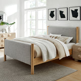 Dahlia King Size Fabric Upholstered Platform Bed in Wheat Oak