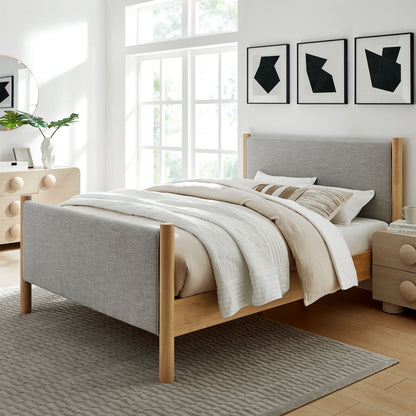 Maven King Size Fabric Upholstered Platform Bed by Furniture For America
