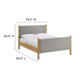 Dahlia King Size Fabric Upholstered Platform Bed in Wheat Oak