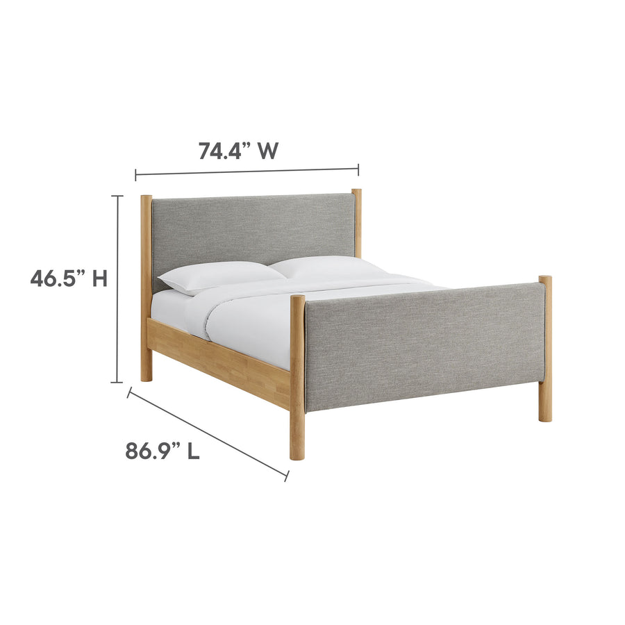 Dahlia King Size Fabric Upholstered Platform Bed in Wheat Oak