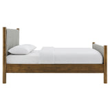 Dahlia King Size Fabric Upholstered Platform Bed in Wheat Walnut