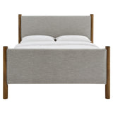 Dahlia King Size Fabric Upholstered Platform Bed in Wheat Walnut