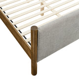 Dahlia King Size Fabric Upholstered Platform Bed in Wheat Walnut