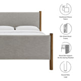 Dahlia King Size Fabric Upholstered Platform Bed in Wheat Walnut