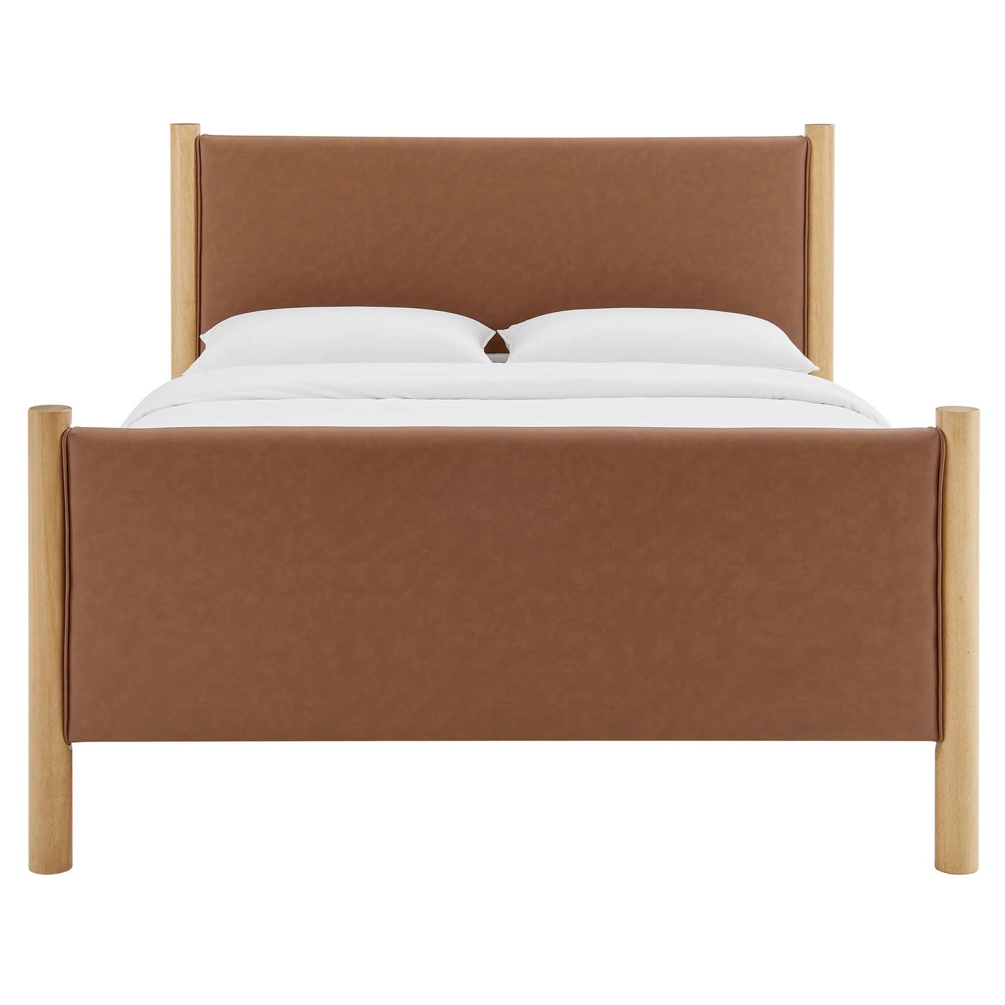 Maven King Size Vegan Leather Upholstered Platform Bed by Furniture For America