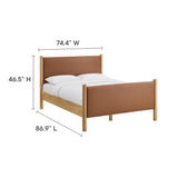 Dahlia King Size Vegan Leather Upholstered Platform Bed in Tan Oak