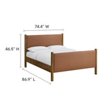 Dahlia King Size Vegan Leather Upholstered Platform Bed in Tan Walnut