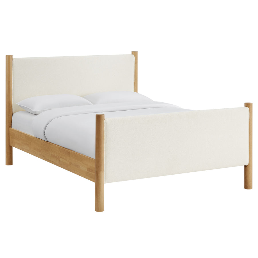 Dahlia King Size Boucle Upholstered Platform Bed in Feather Oak