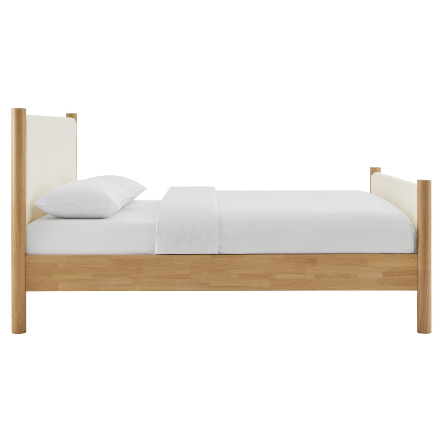 Dahlia King Size Boucle Upholstered Platform Bed in Feather Oak