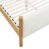 Dahlia King Size Boucle Upholstered Platform Bed in Feather Oak