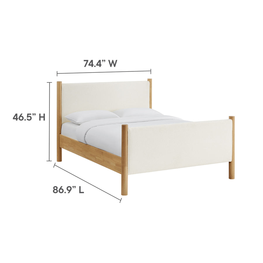 Dahlia King Size Boucle Upholstered Platform Bed in Feather Oak