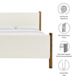 Dahlia King Size Boucle Upholstered Platform Bed in Feather Walnut