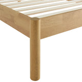 Velvet Channel Tufted Boucle Solid Wood Twin Platform Bed in Feather Oak