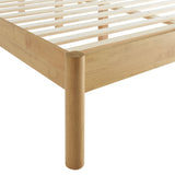 Velvet Channel Tufted Boucle Solid Wood Queen Platform Bed in Feather Oak