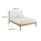 Velvet Channel Tufted Boucle Solid Wood Queen Platform Bed in Feather Oak