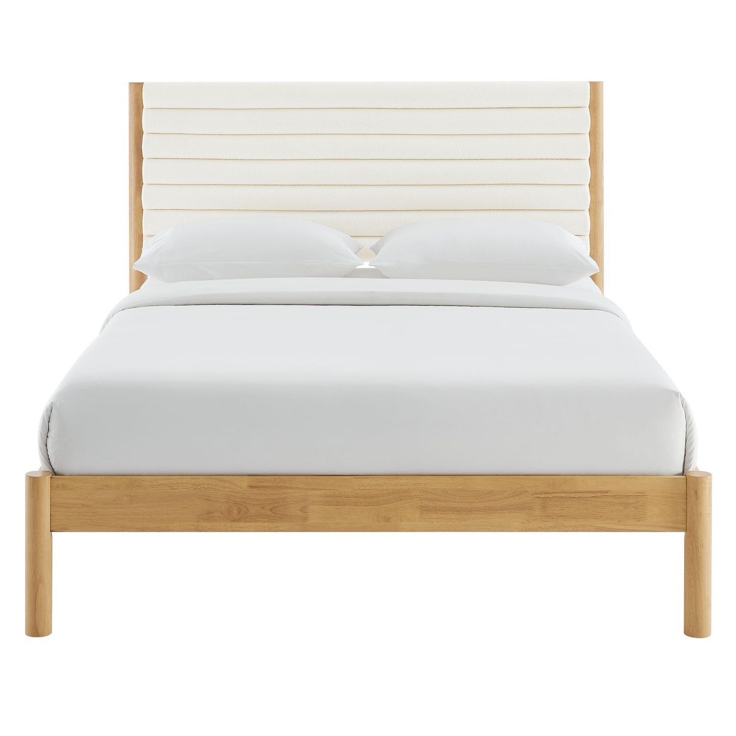 Olea Channel Tufted Boucle Solid Wood King Platform Bed by Furniture For America