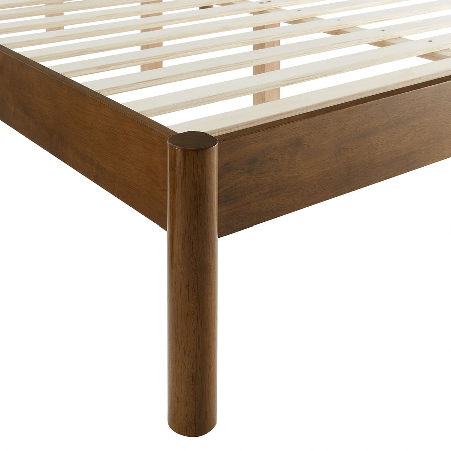 Velvet Channel Tufted Boucle Solid Wood King Platform Bed in Feather Walnut