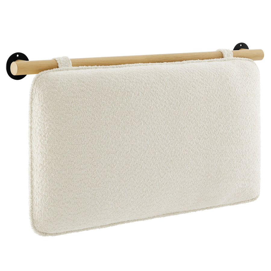 Lodge Wall-Mounted Chenille Upholstered Twin Headboard in Cream Natural