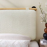 Lodge Wall-Mounted Chenille Upholstered Twin Headboard in Cream Natural