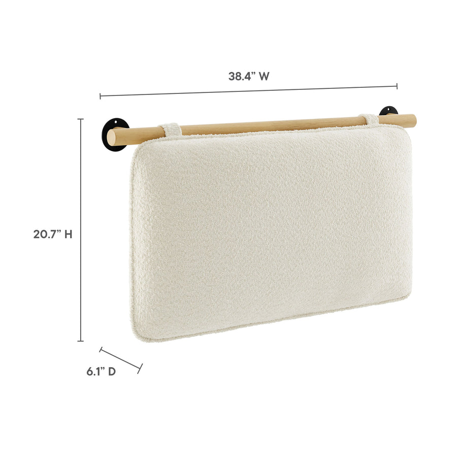 Lodge Wall-Mounted Chenille Upholstered Twin Headboard in Cream Natural