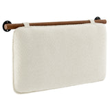 Lodge Wall-Mounted Chenille Upholstered Twin Headboard in Cream Walnut