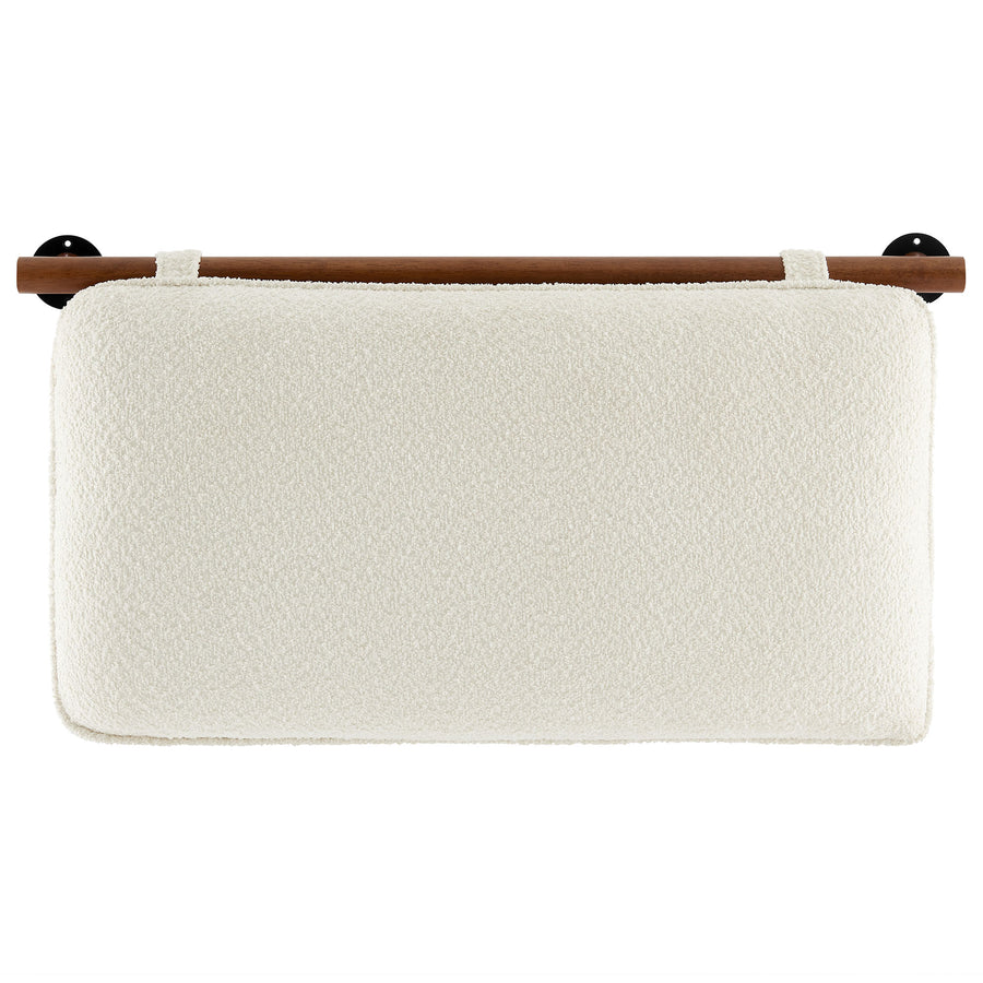 Lodge Wall-Mounted Chenille Upholstered Twin Headboard in Cream Walnut